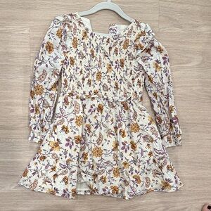 Janie and Jack Floral Smocked Dress - Purple and Gold